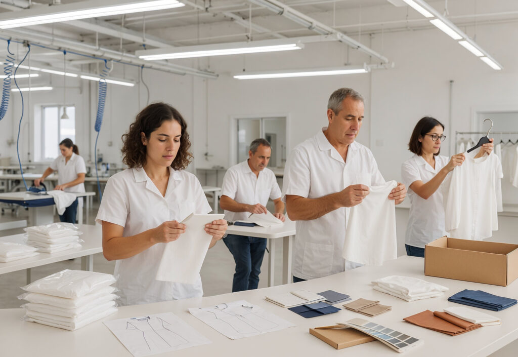Finale Qualitätskontrolle der Textilproduktion
